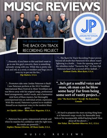 These music reviews provide a brief overview of the Blues and Roots Rock music industry, highlighting Jordan Patterson's 2016 project, The Back on Track Recording Project.
