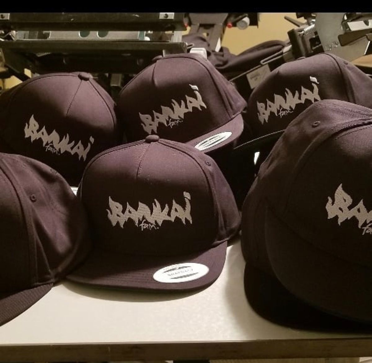 Bankai Fam snap back Hats Black w. White stitch