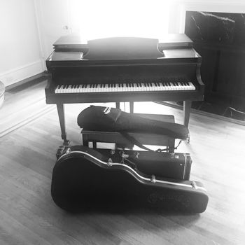 Guitar cases prepared to go to the studio for Scott Hall session
