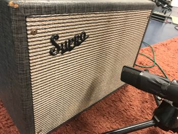 Supro amplifier in the studio for Scott Hall musician and songwriter session
