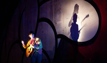 Scott Hall musician and songwriter performing in a play on Atlanta's Beltline
