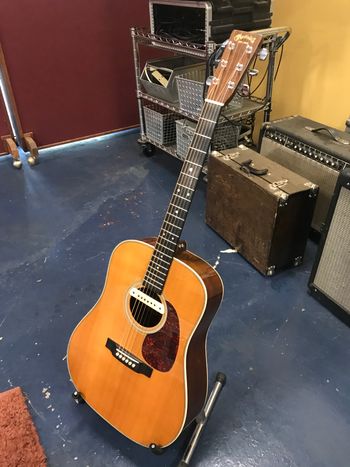 Martin HD-28 acoustic guitar in the studio for Scott Hall musician and songwriter session
