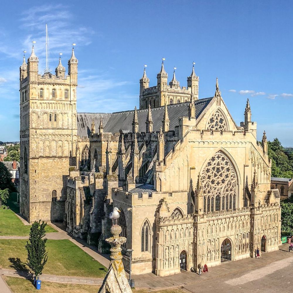 Exeter Cathedral and Cathedral Green, Exeter, UK