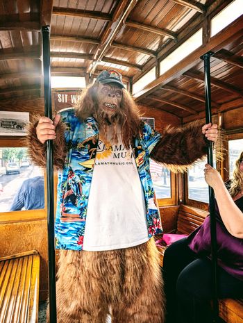 Sasquatch Riding Trolley. July 31, 2025. Under Klamath Skies.
