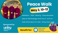 Faerie Elaine Silver Walks and Sings for Peace with Monk Bhanti San and other Spiritual Leaders in a Fundraiser for Blue Lotus Buddhist Meditation Center.