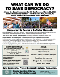 Elaine Silver sings at "Save Democracy for ALL" Conference.