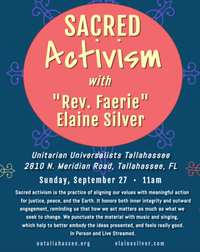 Rev. Faerie Elaine Silver presents her Music-inspired Program "Sacred Activism."