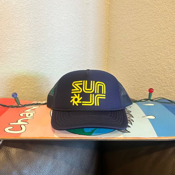Navy and Sun Yellow Logo'd - Mid profile - Foam Trucker -small head