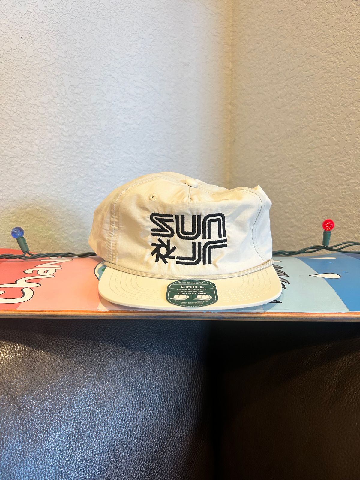 Snow Pow White Embroidered Nylon Floppy Cap