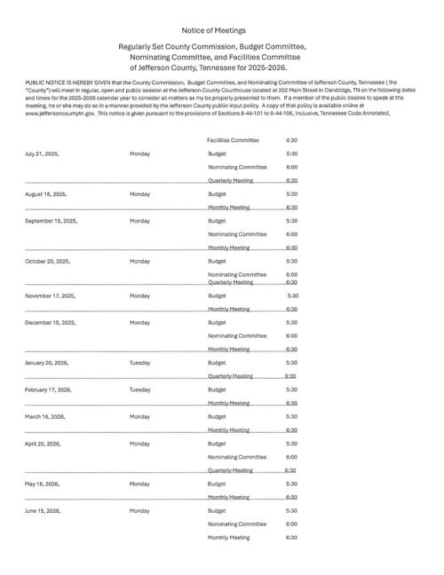 2025-2026 Meeting Schedule