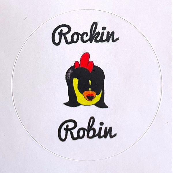 Cartoon Rockin' Robin Round Sticker 1.5' X 1.5'