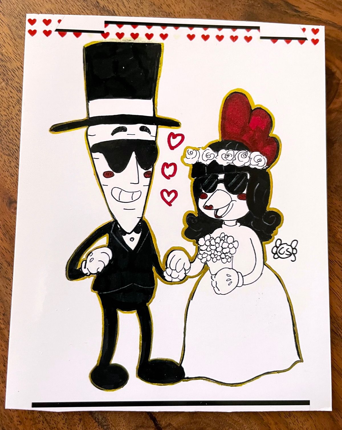 Autographed RockinTopp Bride & Groom Radioactive Wedding 5' X 4' Photo Print