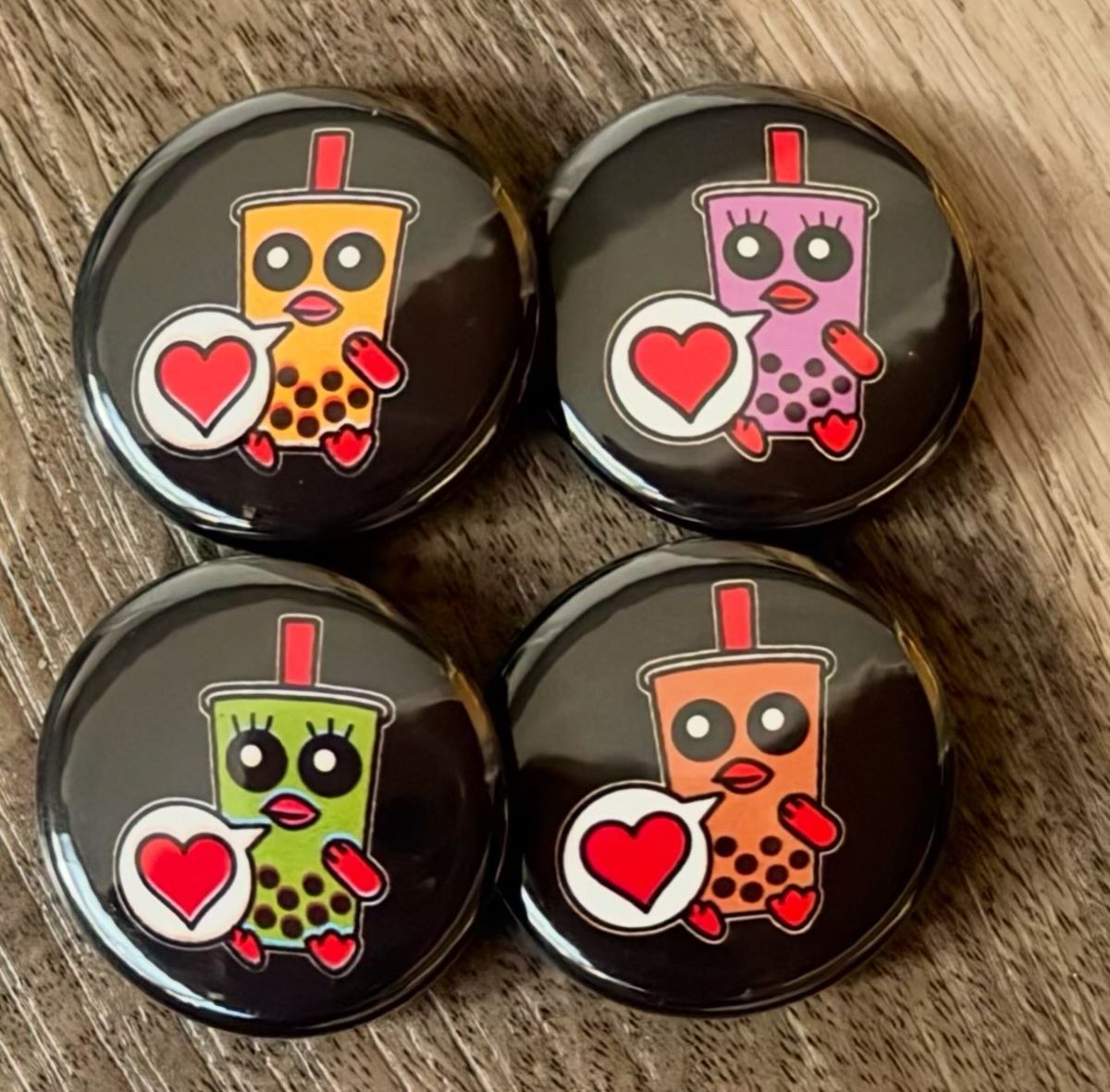 Boba Birds 1.25" Buttons Set
