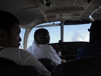 Welcome aboard flight 737... My name is Captain Bud... U wont be needing any seat belts because we will only be flyin about 30 feet high, so if we crash just jump out and swim cause there is nothing down there but water..Oh and if u see any sharks just be still and dont panic... Other than that enjoy the flight!
