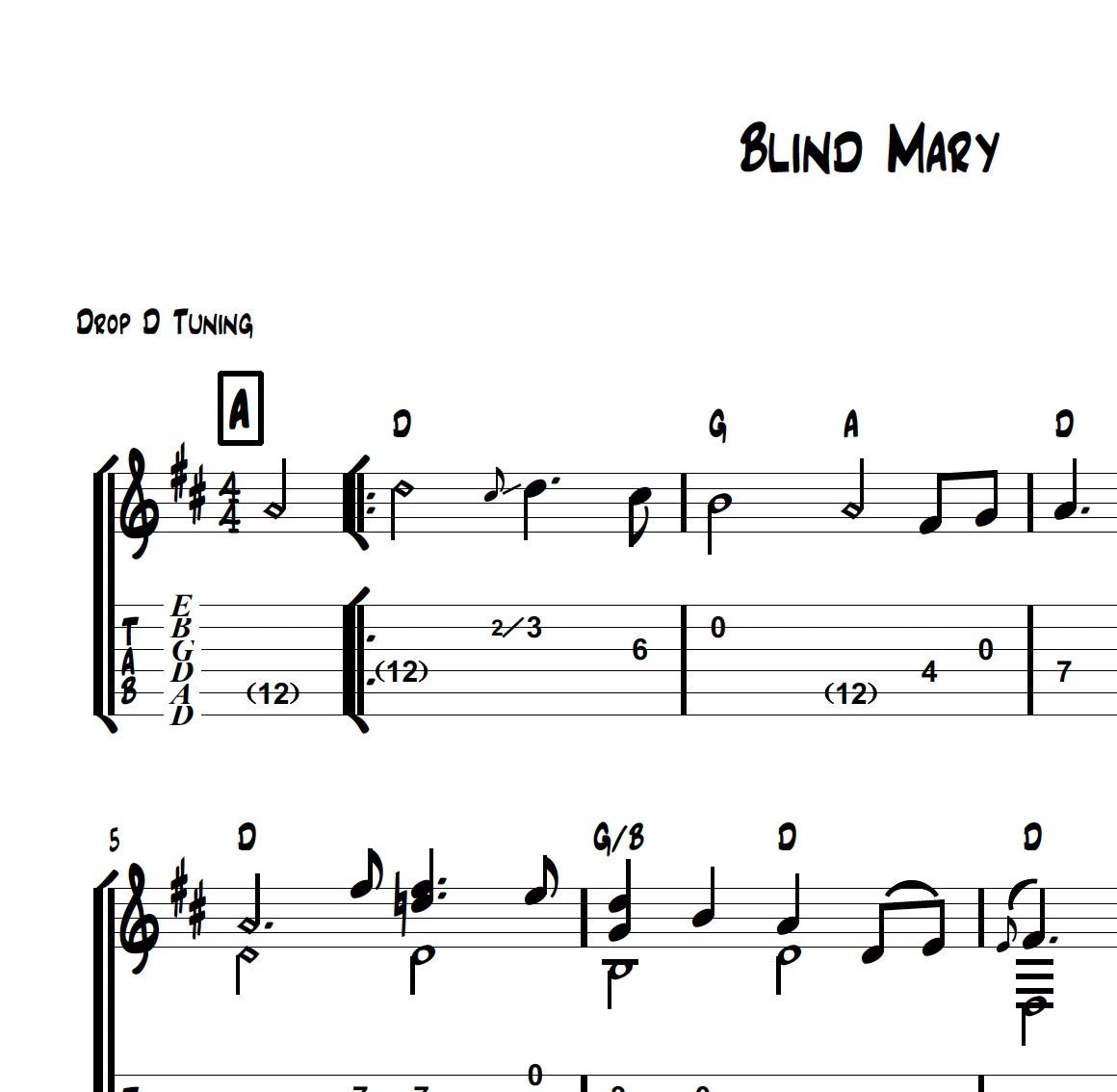 Tab: Blind Mary (DropD)
