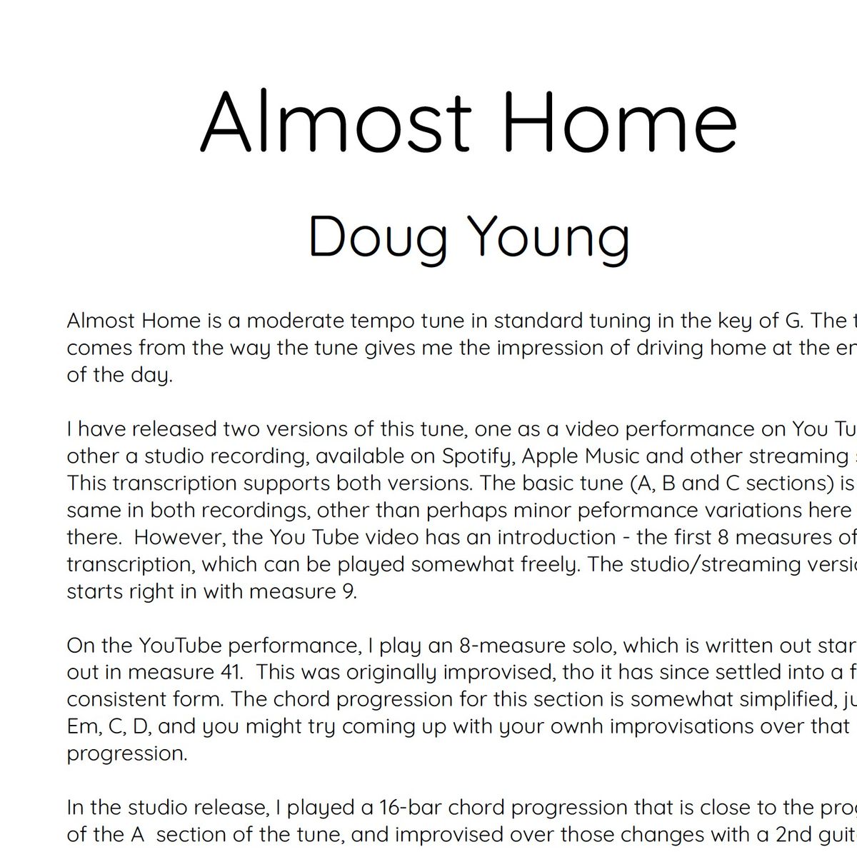 Tab: Almost Home - Std Tuning