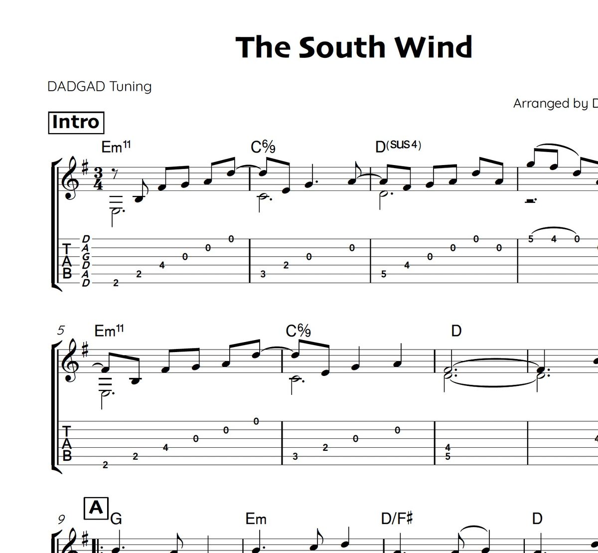 Tab: The South Wind (DADGAD)