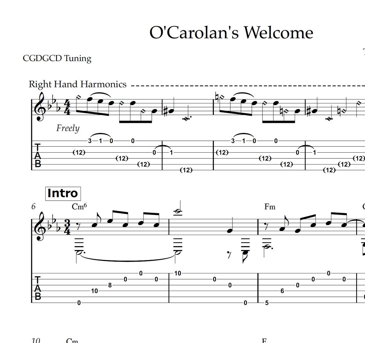 Tab: O'Carolan's Welcome (Orkney tuning)