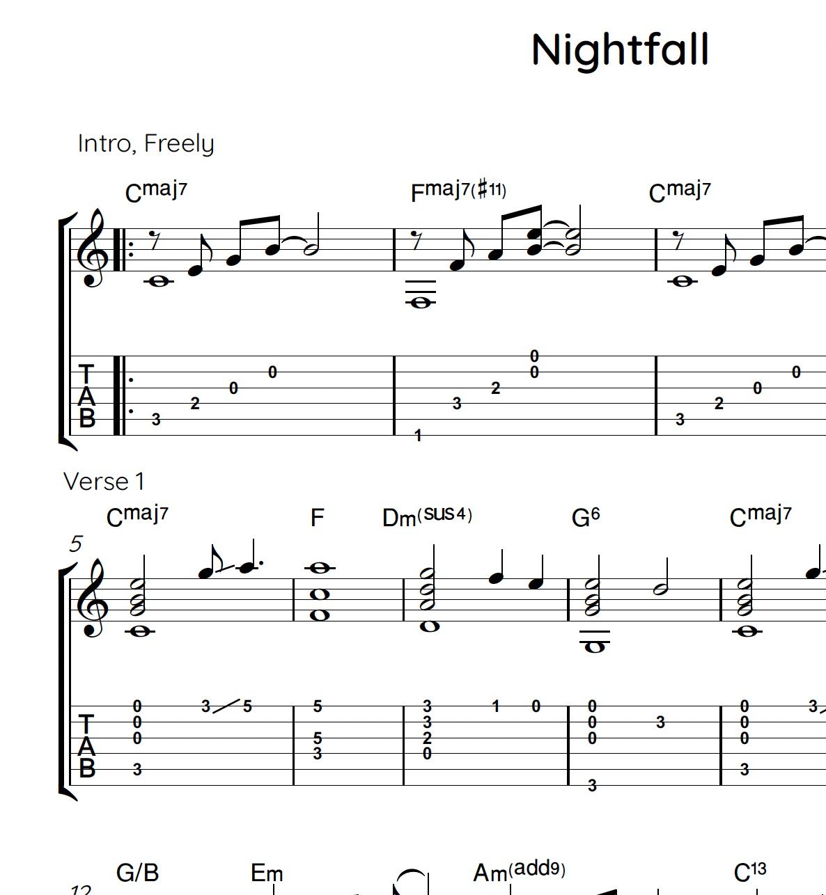 TAB: Nightfall (standard tuning)