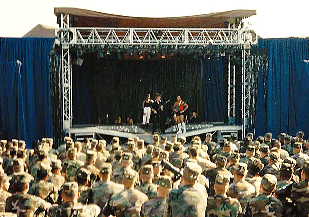 Brian Grace performing for troops in South Korea, 1988 Army Soldier Show