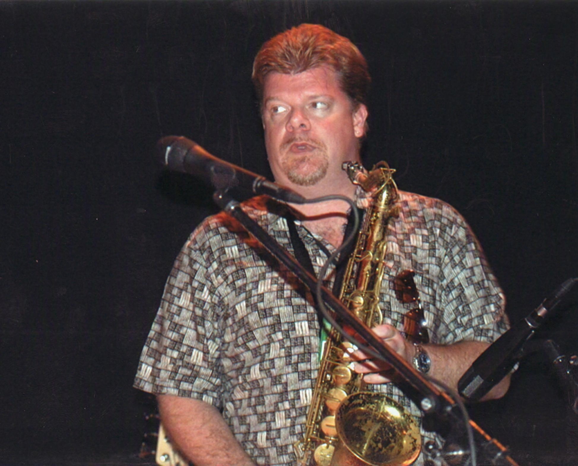Brian Grace looking right at Todd Rundgren on stage, Las Vegas 2008
