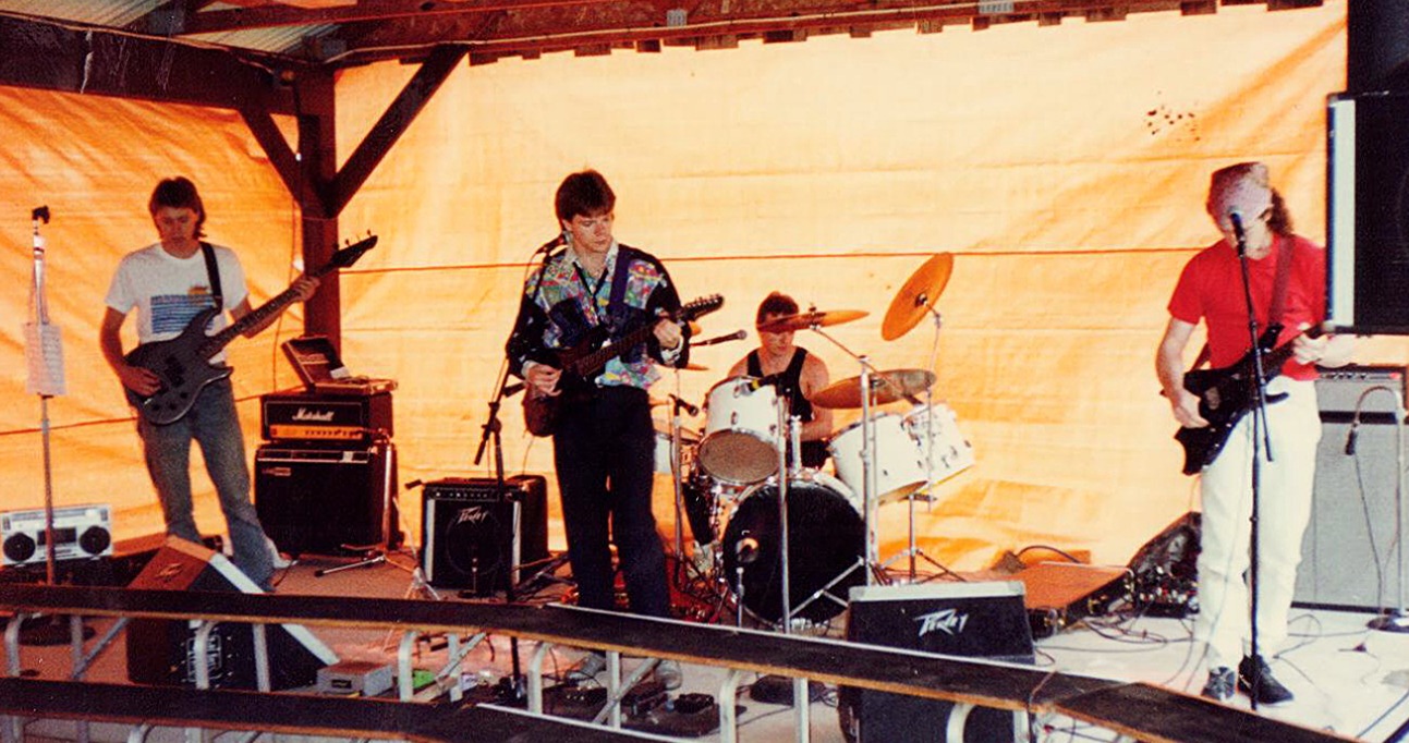 Cosmic Fire on stage at Grantsville Days, June 1990