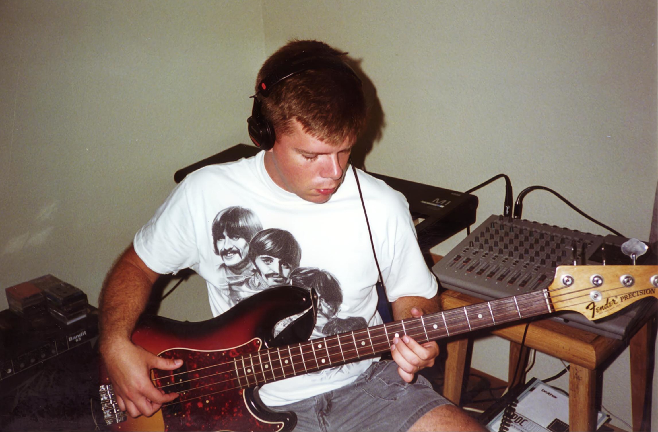 Recording bass for In the Garden - Summer of 1994