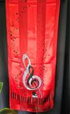 Red  Music Note Scarf
