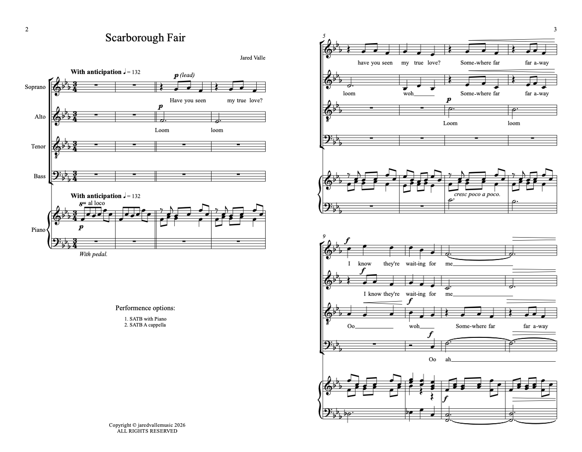 Scarborough Fair | SATB Choral Score | x100 Hardcopies