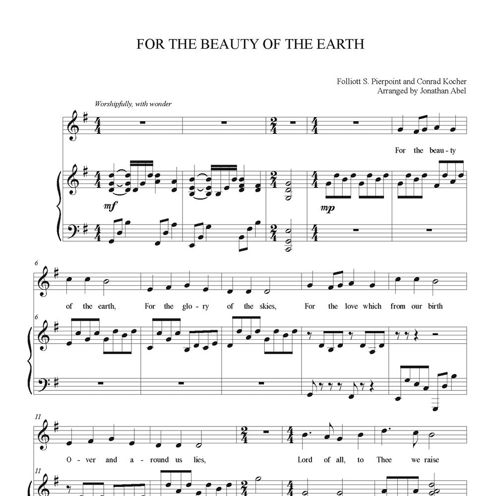For the Beauty of the Earth (Piano/Vocal)