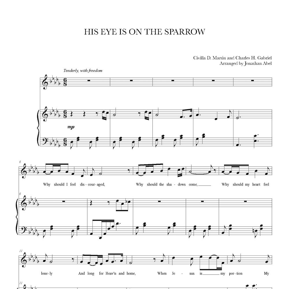 His Eye Is on the Sparrow (Piano/Vocal)
