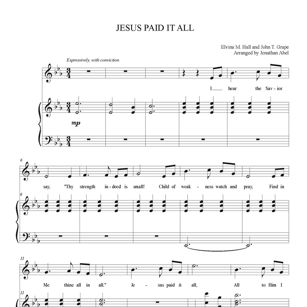 Jesus Paid It All (Piano/Vocal)