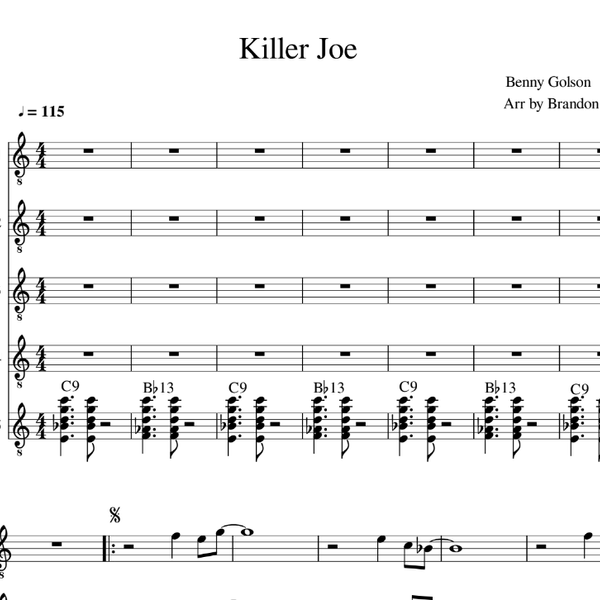 Killer Joe guitar ensemble arrangement