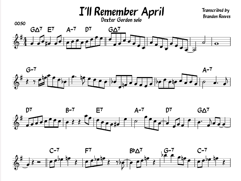 I'll Remember April - Dexter Gordon solo