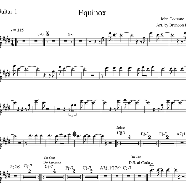 Equinox Guitar Ensemble Arrangement
