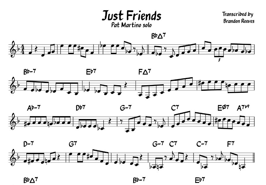 Just Friends - Pat Martino transcription