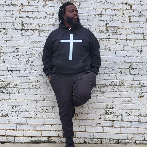 Black Hoodie White Cross
