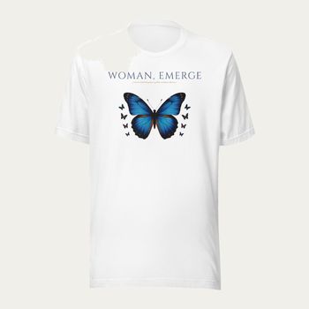 Woman, Emerge Tee · White · Front
