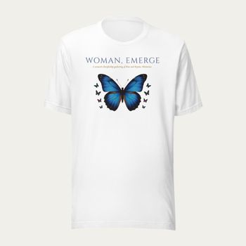Woman, Emerge Tee · White · Front
