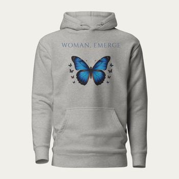 Woman, Emerge Hoodie · Carbon Grey · Front
