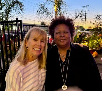 Band follower (who is also Drini's dental hygienist), Claudia, enjoying the show at Capelos Barbecue 10/2024
