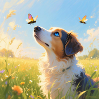 Blue Husky and Butterflies by WooFDriver 2026
