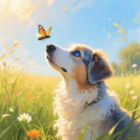 Blue Husky and Butterflies 2 by WooFDriver 2026