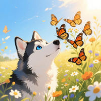 Blue Husky and Butterflies 4 by WooFDriver 2026