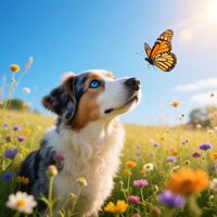 Blue Husky and Butterflies 7 by WooFDriver 2026