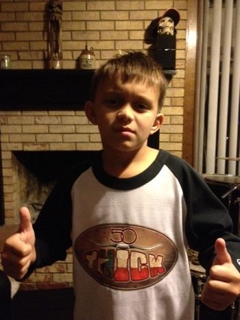 jaxon with 1st 50thick shirt
