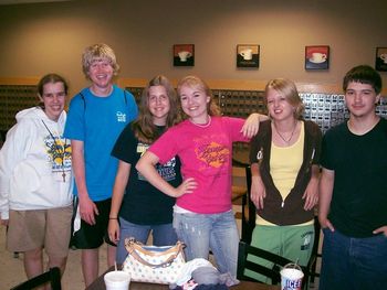 The gang down at the Hub.
