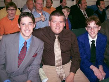 Chris Pinson (Bro. John), Chase Moore, and the Anthony Burger Piano Scholarship winner, Hunter Young.
