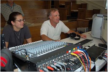 Rebecca Long and Tommy Cooper overseeing the sound board...
