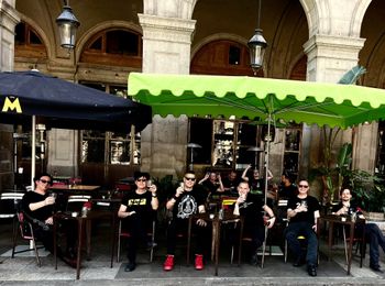 Relaxing on a terrace in Barcelona , Spain May 2022
